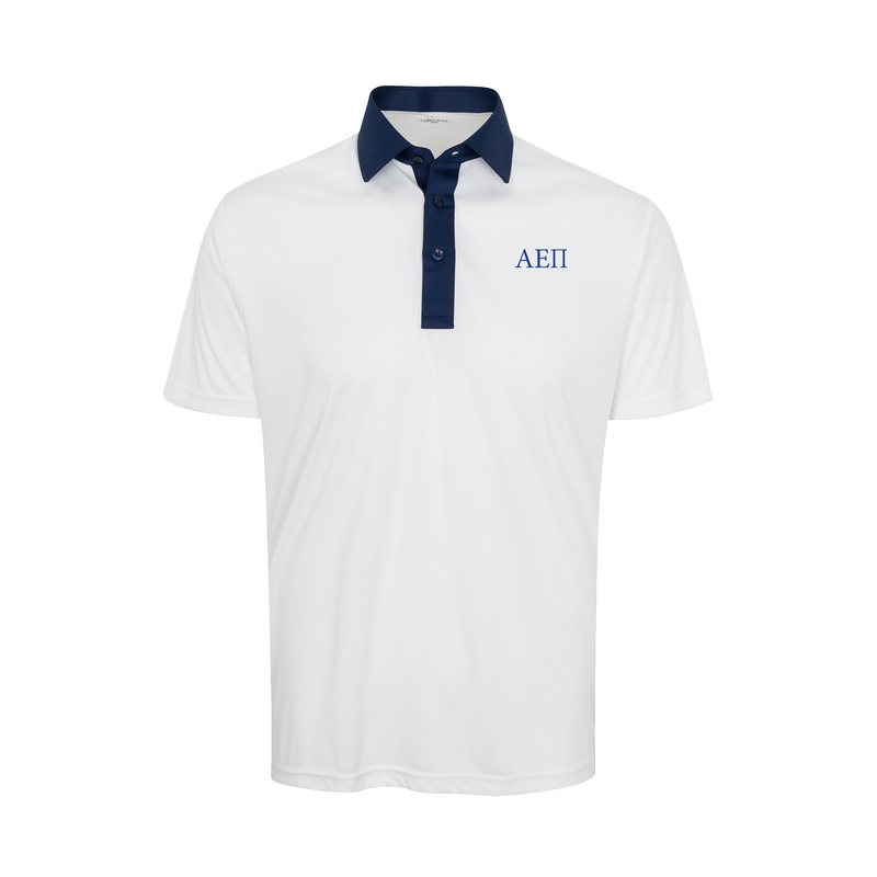 Alpha Epsilon Pi Semi-Spread Collar Polo Austin White with Navy Accent