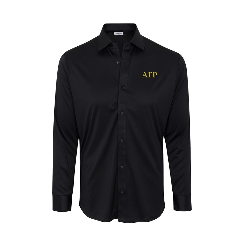 Alpha Gamma Rho Quattro Flex Dress Shirt with Semi-Spread Collar Black