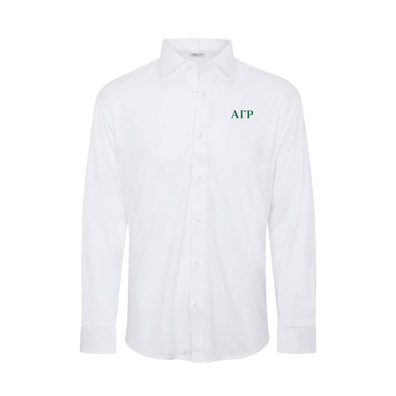 Alpha Gamma Rho Quattro Flex Dress Shirt with Semi-Spread Collar White