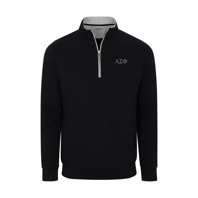 Alpha Sigma Phi Black Heather Cloud Cotton Quarter Zip Pullover