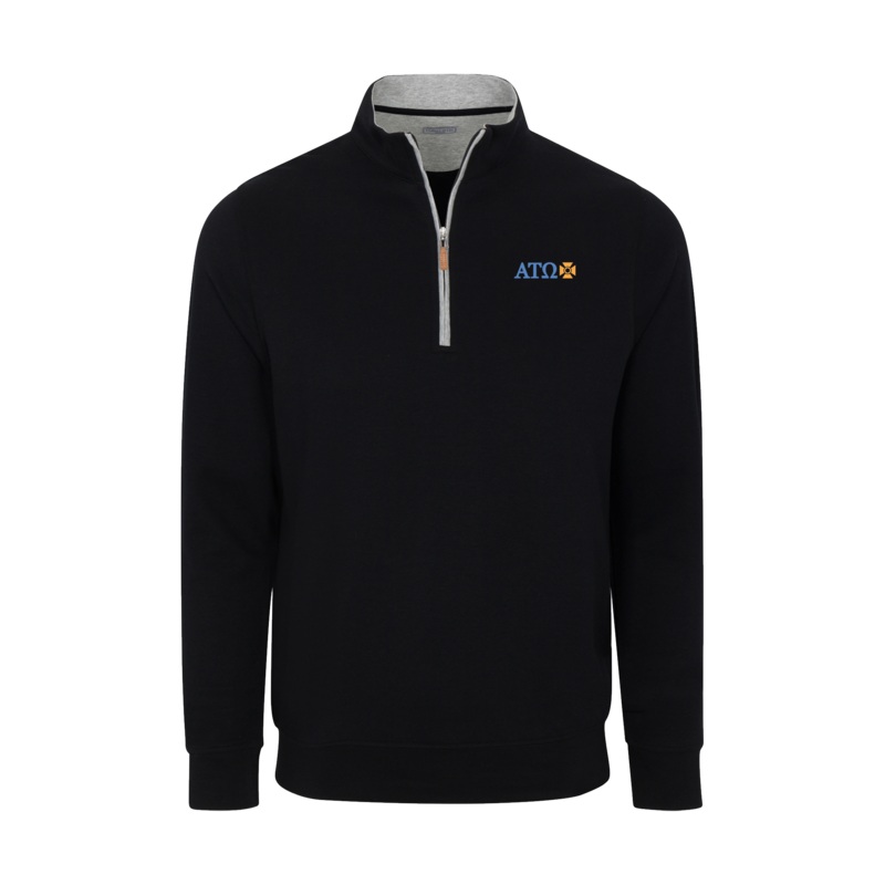 Alpha Tau Omega Black Heather Cloud Cotton Quarter Zip Pullover