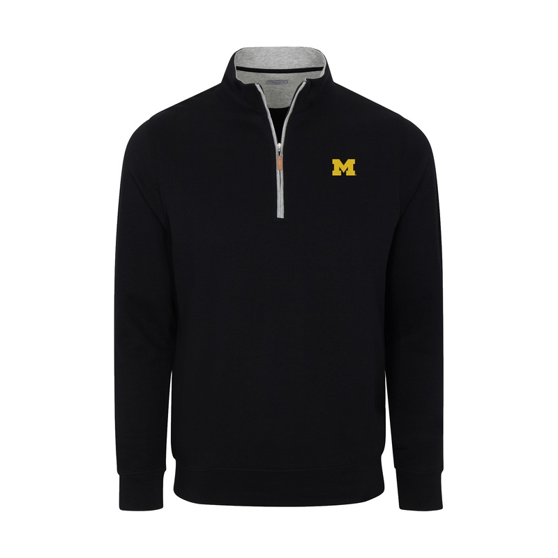 Michigan Black Heather Cloud Cotton Quarter Zip Pullover