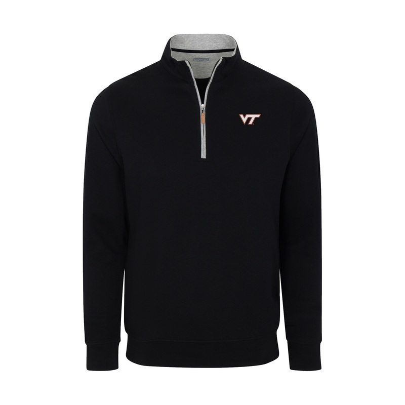 Virginia Tech Black Heather Cloud Cotton Quarter Zip Pullover