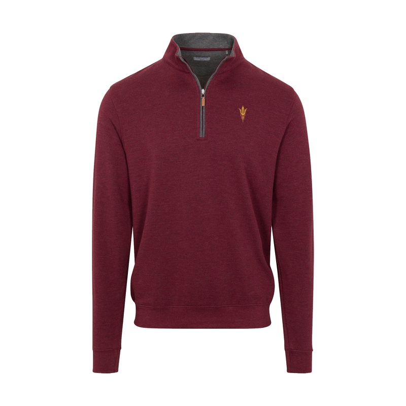 Arizona State Merlot Heather Cloud Cotton Quarter Zip Pullover