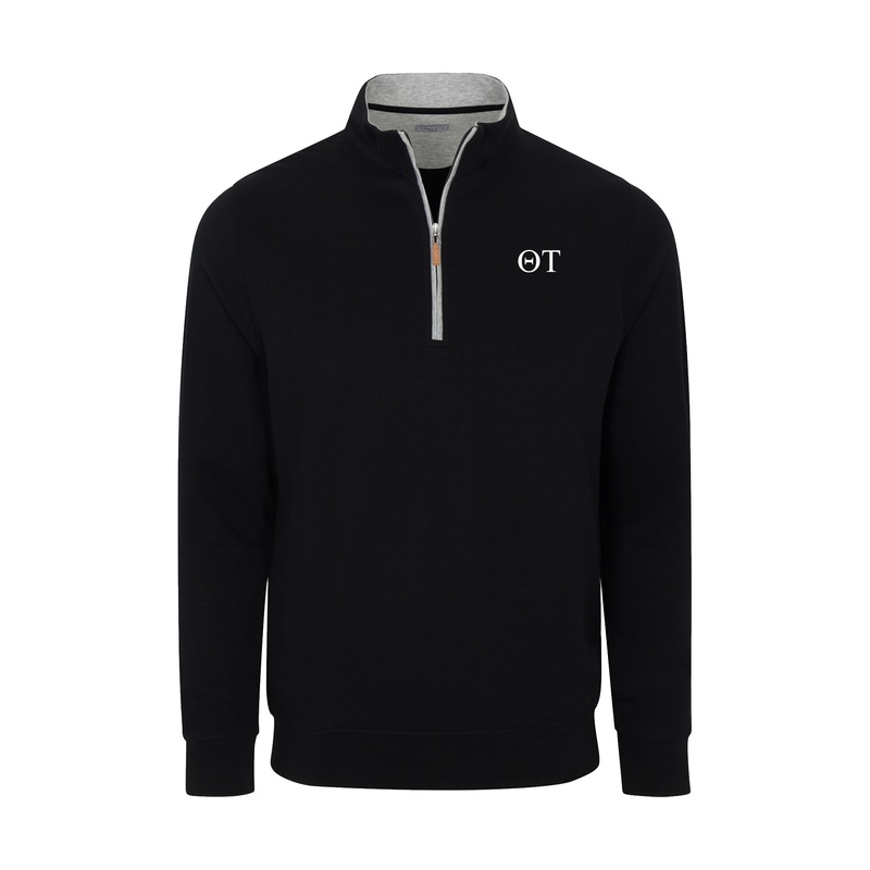 Theta Tau Black Heather Cloud Cotton Quarter Zip Pullover