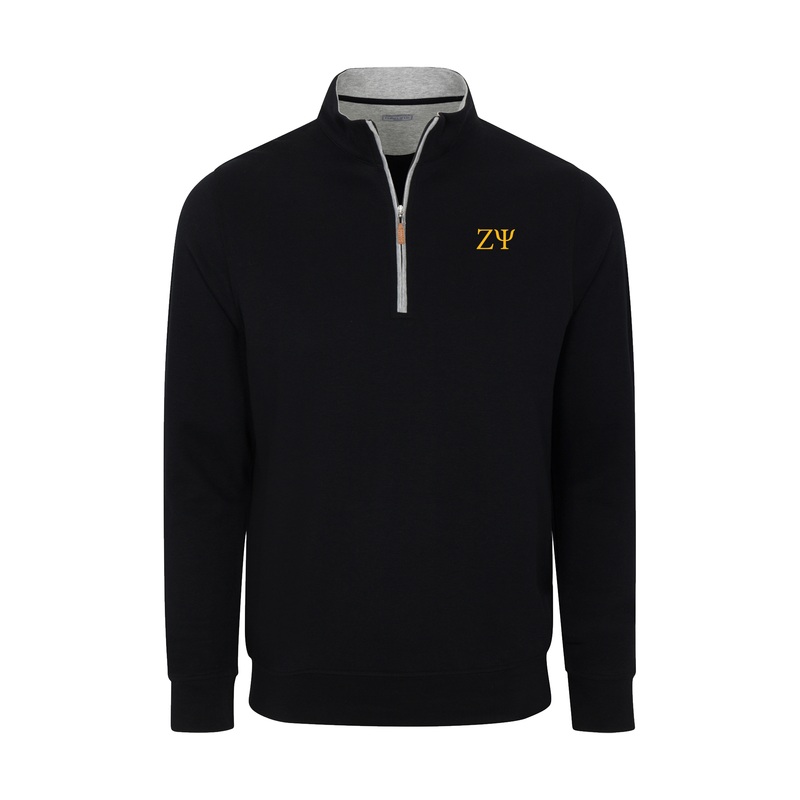 Zeta Psi Black Heather Cloud Cotton Quarter Zip Pullover