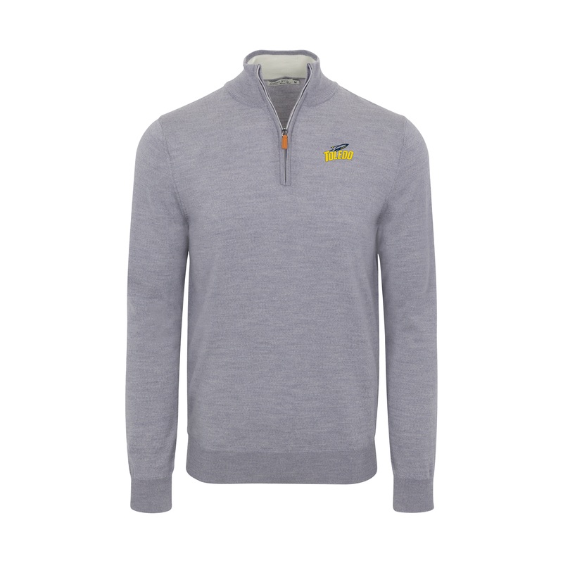 Toledo Grey Melange Cashmere Touch Australian Merino Quarter Zip Sweater