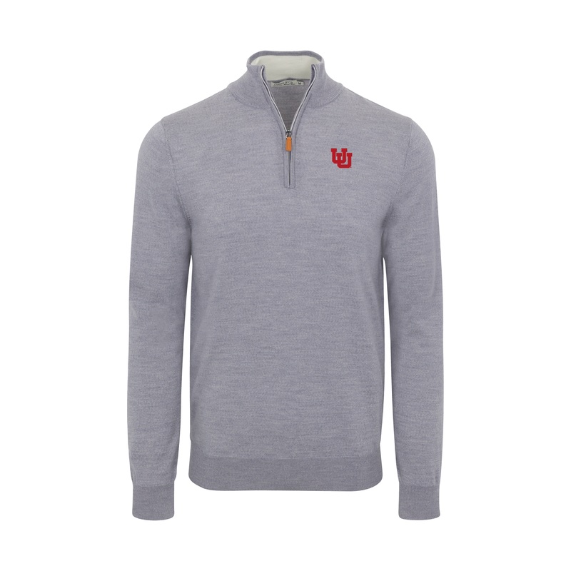 Utah Grey Melange Cashmere Touch Australian Merino Quarter Zip Sweater