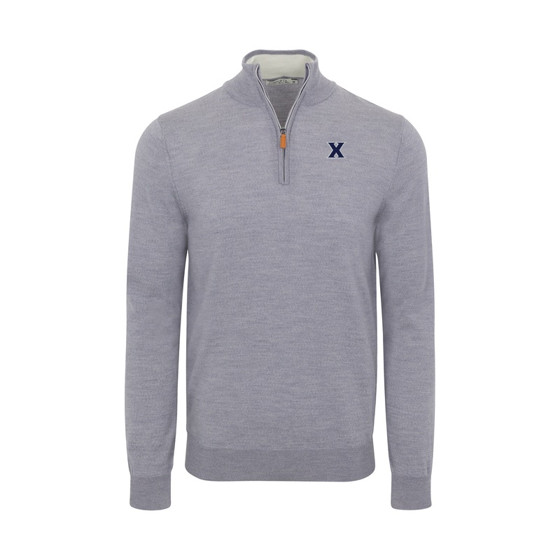 Xavier Grey Melange Cashmere Touch Australian Merino Quarter Zip Sweater