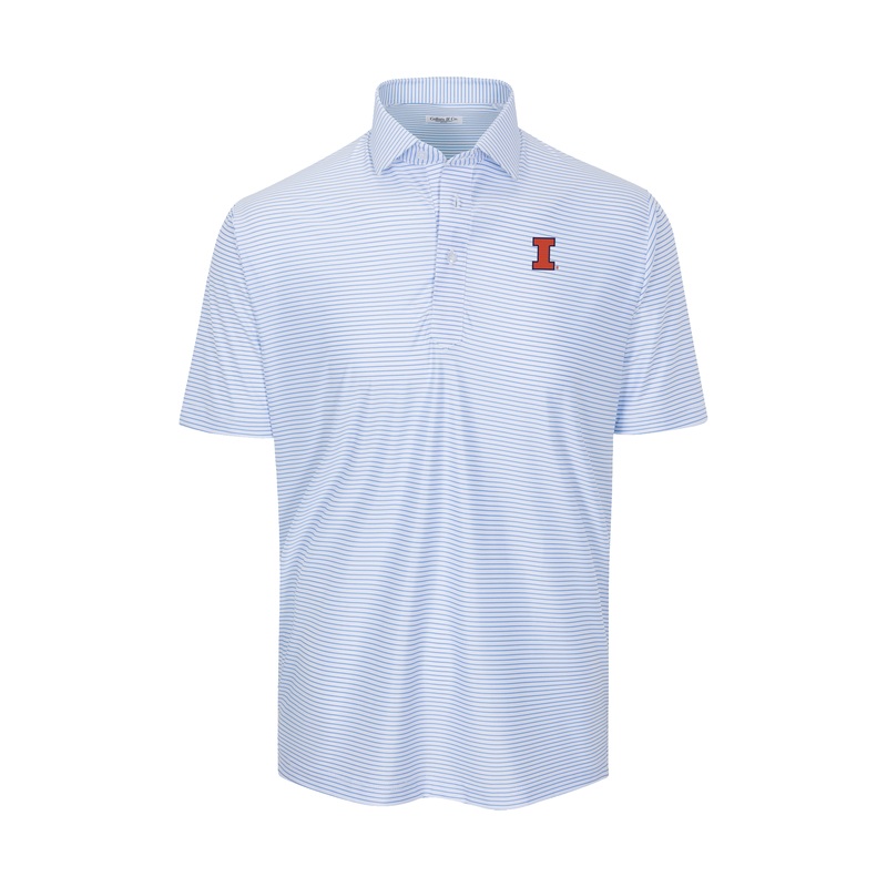 Illinois Featherweight Flex Polo Camden White with Blue Stripe