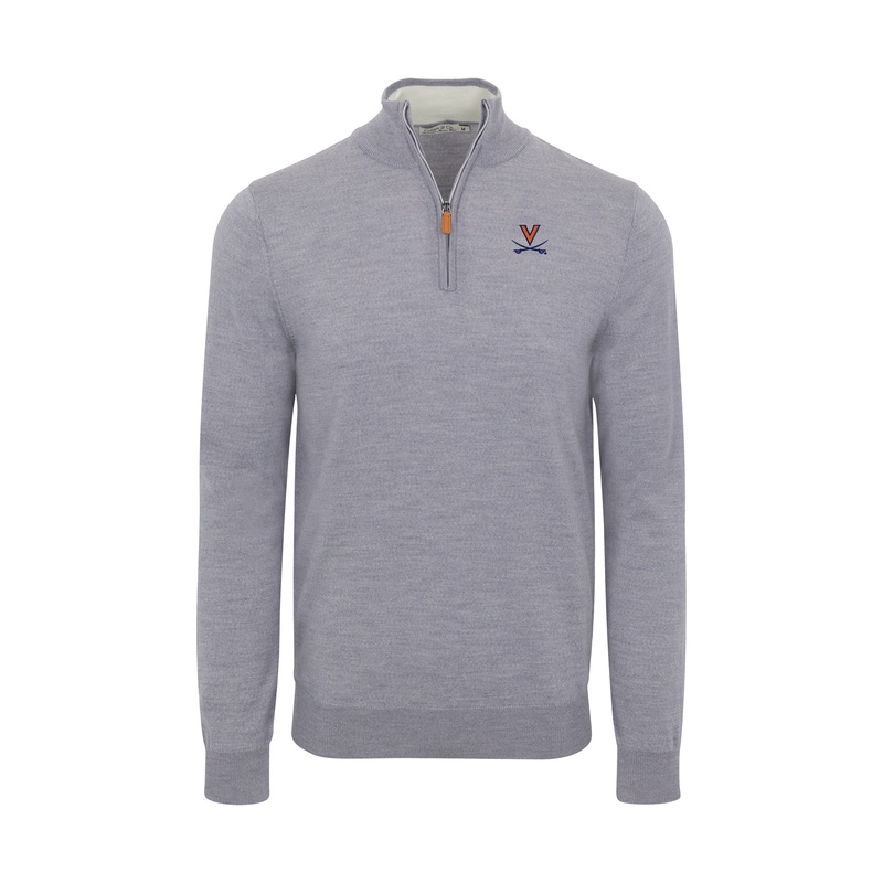 Virginia Grey Melange Cashmere Touch Australian Merino Quarter Zip Sweater