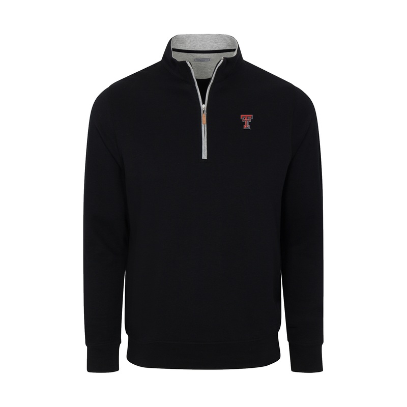 Texas Tech Black Heather Cloud Cotton Quarter Zip Pullover