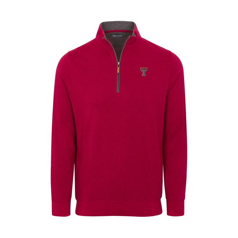 Texas Tech Red Heather Cloud Cotton Quarter Zip Pullover