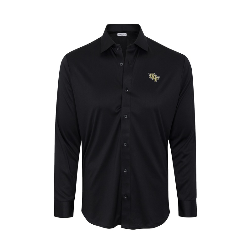 UCF Quattro Flex Dress Shirt with Semi-Spread Collar Black