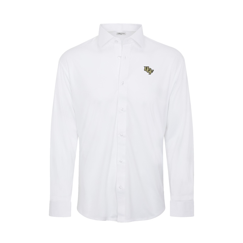 UCF Quattro Flex Dress Shirt with Semi-Spread Collar White