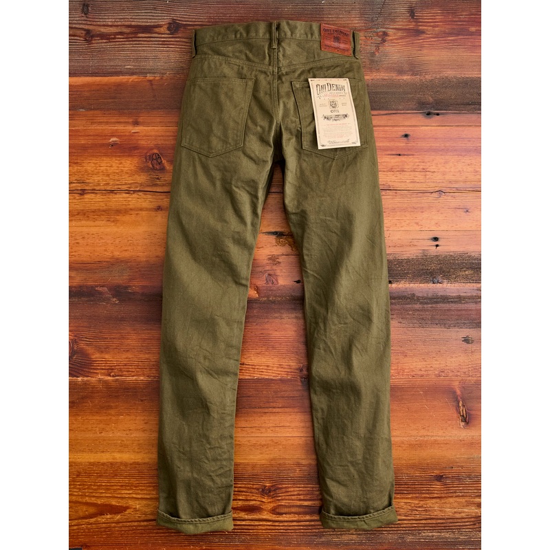 246-OLOL “Low Tension Olive” 12oz Selvedge Denim – Clean Straight Fit