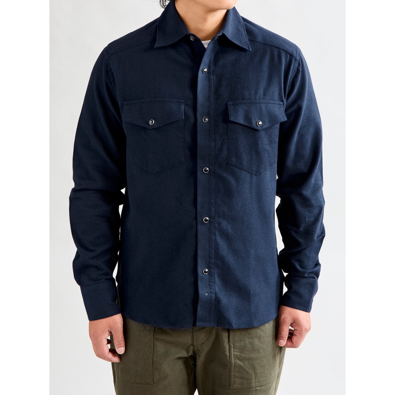 Snap Western Shirt in Midnight Shadow Stripe