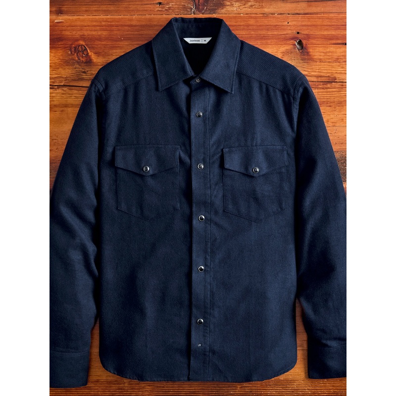 Snap Western Shirt in Midnight Shadow Stripe