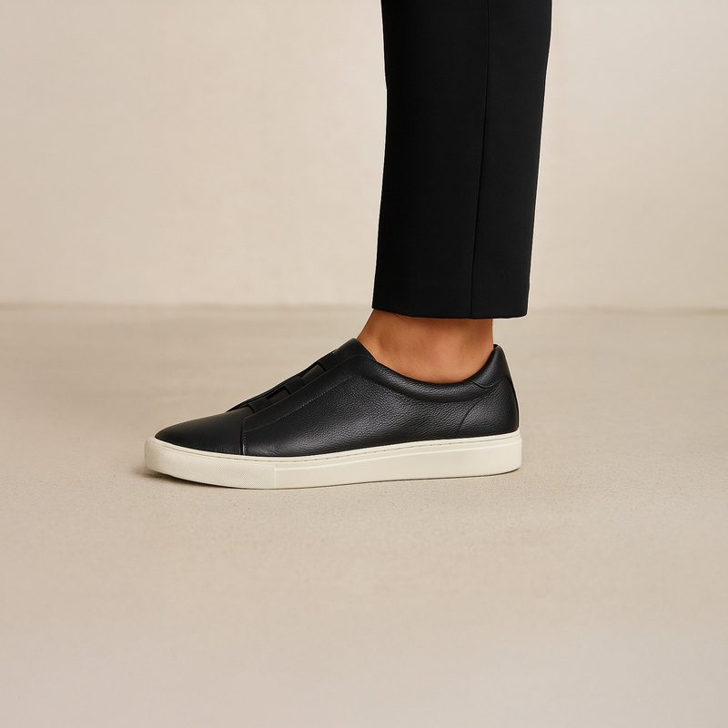 Sorrento Sneaker Black Pebble Grain