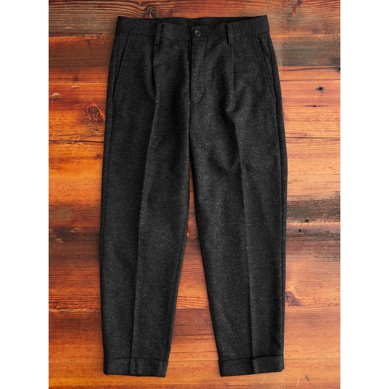 1-Pleat Wool Cashmere Trouser in Charcoal