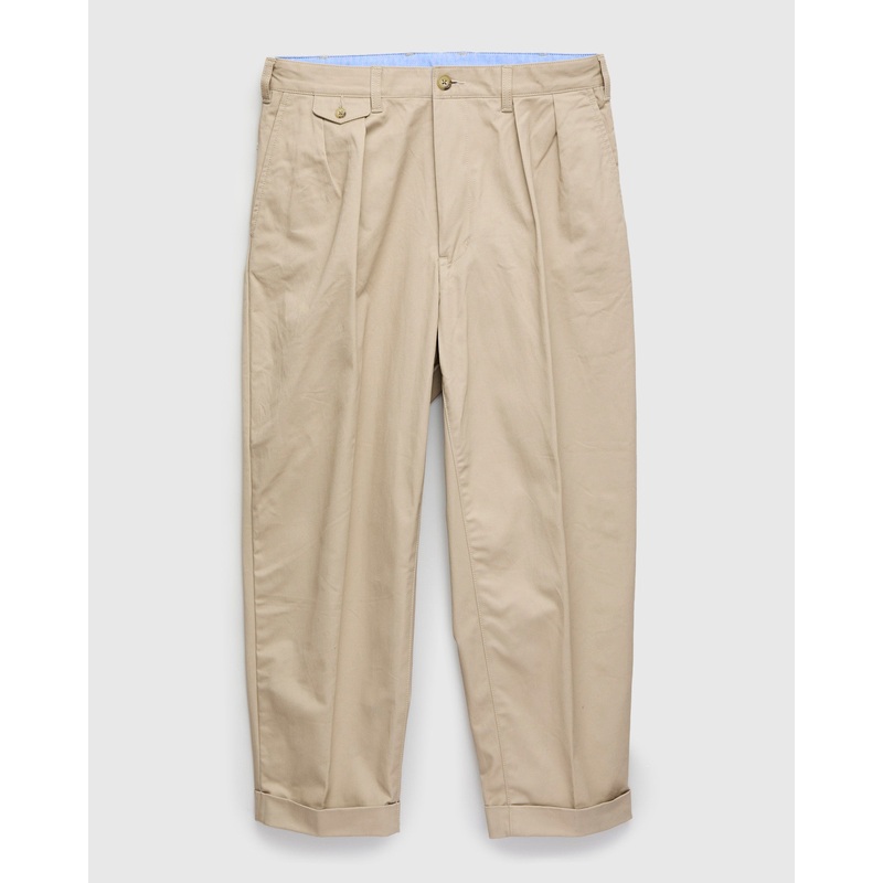 2-Pleat Twill Trousers in Khaki