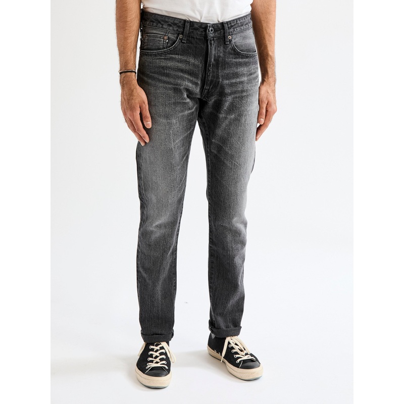 J214 “Aged Wash” 14oz Black Washed Selvedge Denim – Tapered Fit