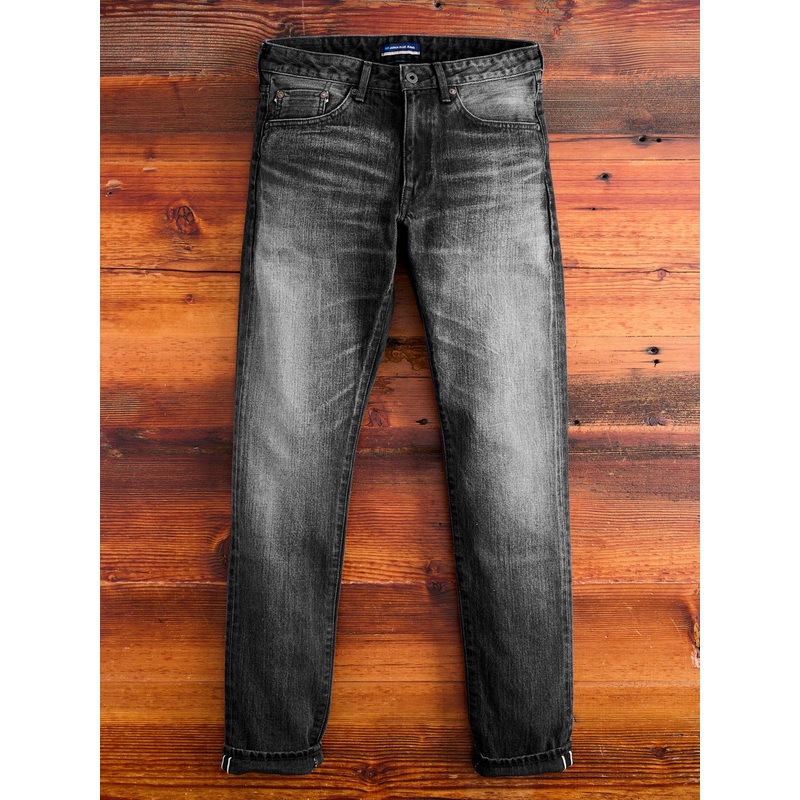 J214 “Aged Wash” 14oz Black Washed Selvedge Denim – Tapered Fit