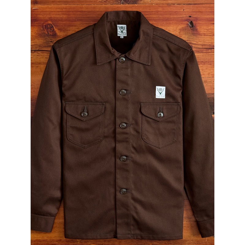 Cotton Twill Smokey Shirt in Brown