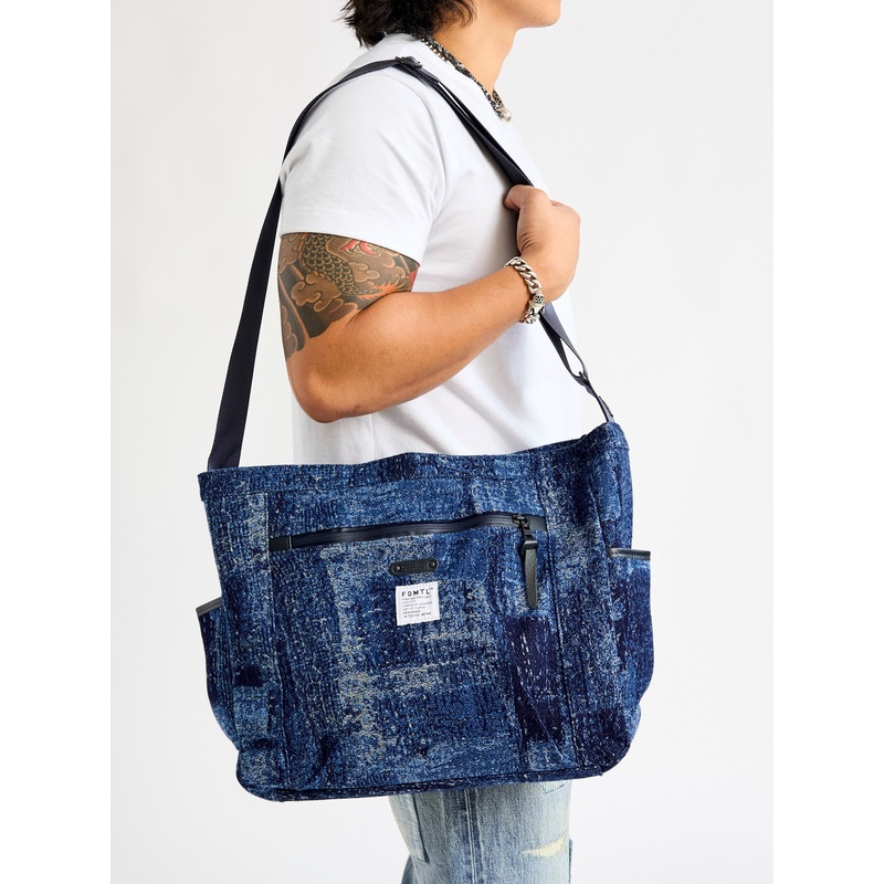 FDMTL x Master-Piece Boro Jacquard Shoulder Bag in Indigo