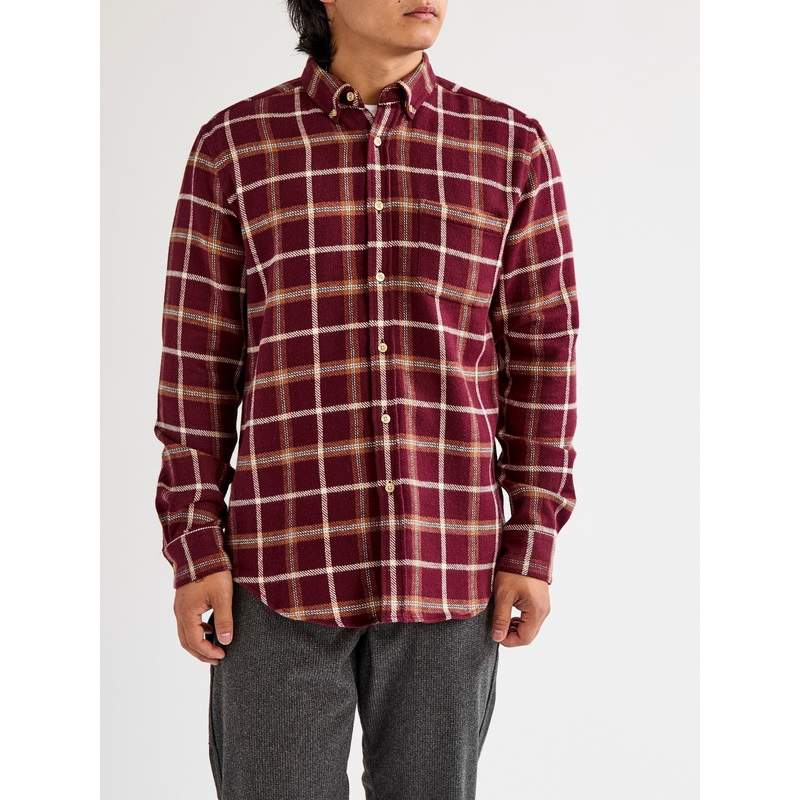 Pottery Check Button-Up Shirt in Burgundy