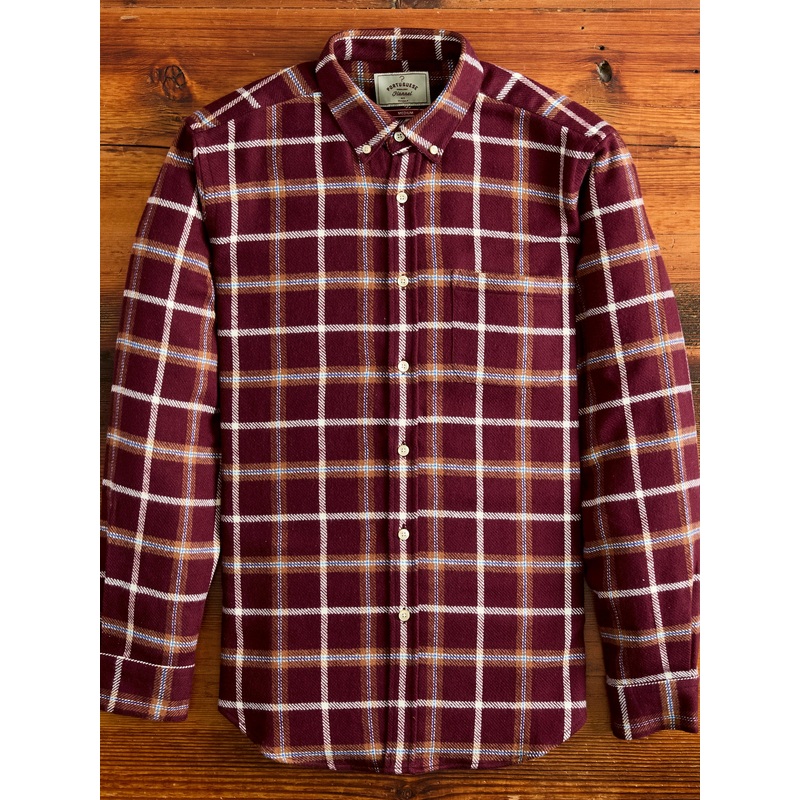 Pottery Check Button-Up Shirt in Burgundy