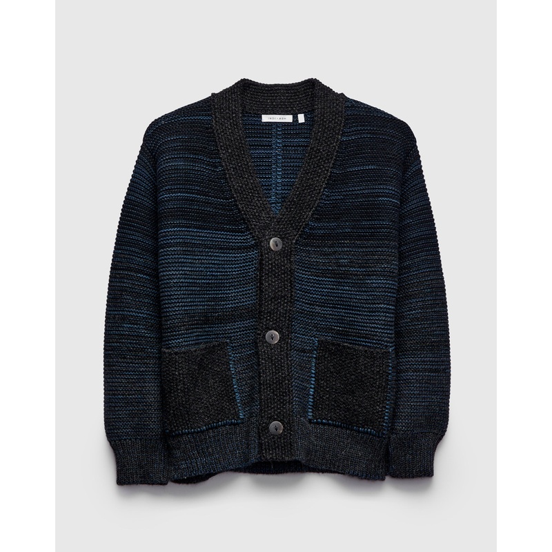 Ren Alpaca Cardigan in Black Dark Indigo
