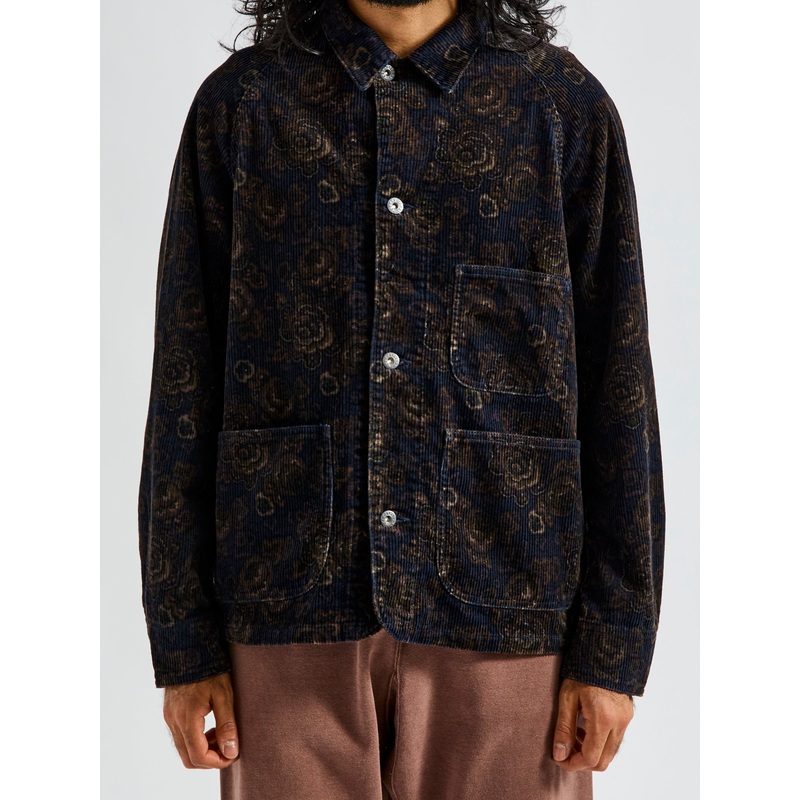 8W Printed Corduroy Engineer Jacket in Black