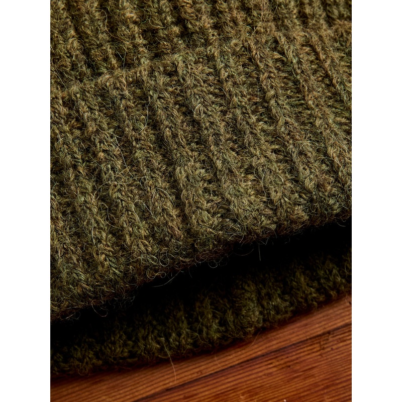 Alpaca Ribbed Watch Cap in Forest