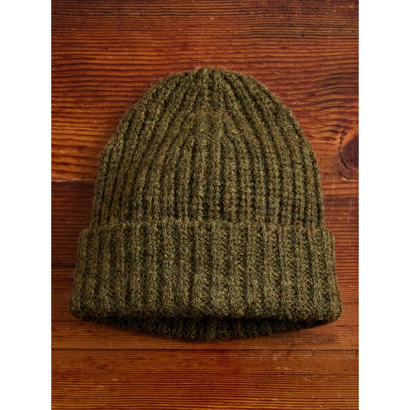 Alpaca Ribbed Watch Cap in Forest