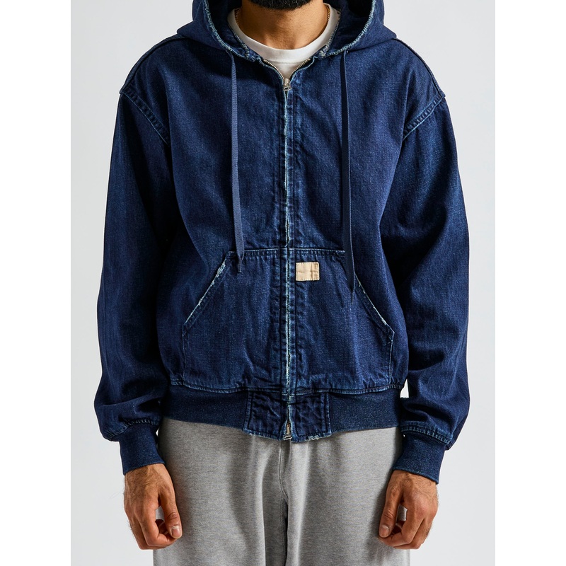 Denim Zip Jacket in Washed Indigo