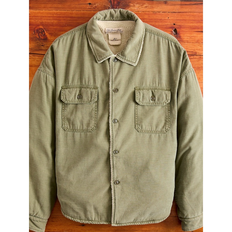 Military Boa Shirt Jacket in Khaki