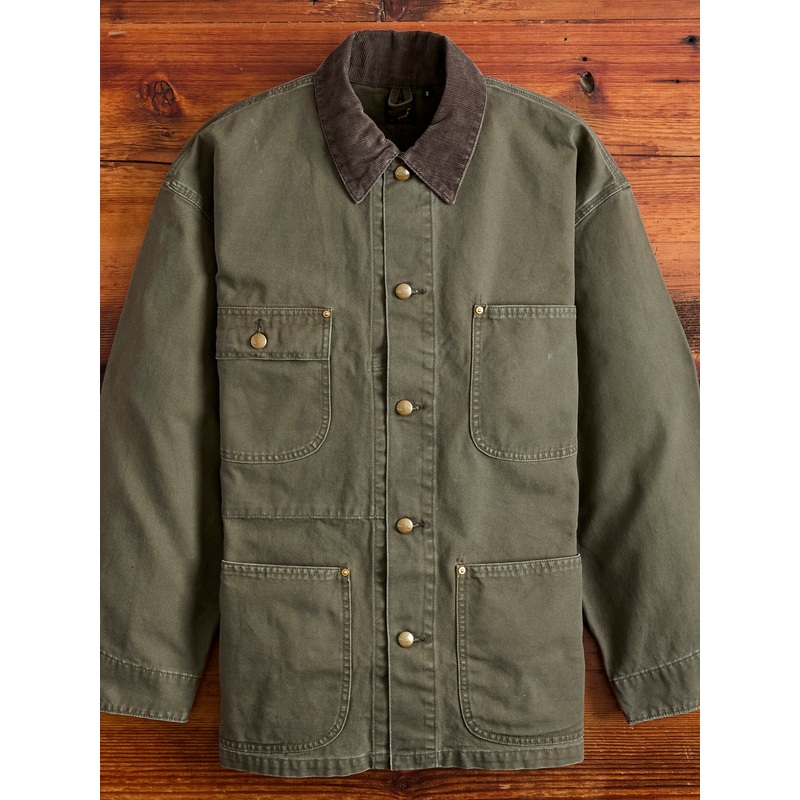 Relaxed Fit Canvas Coverall in Army Green