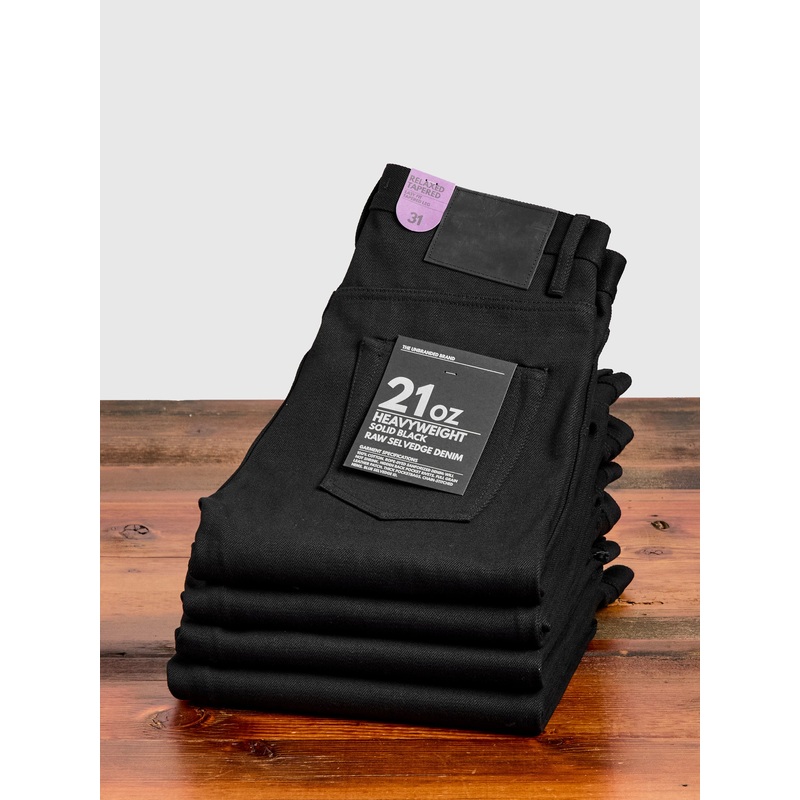 UB642 Heavyweight Solid Black 21oz Selvedge Denim – Relaxed Tapered Fit