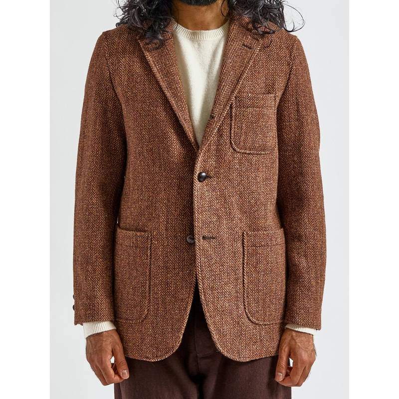 3B Comfort Harris Tweed Jacket in Lt Brown Herringbone