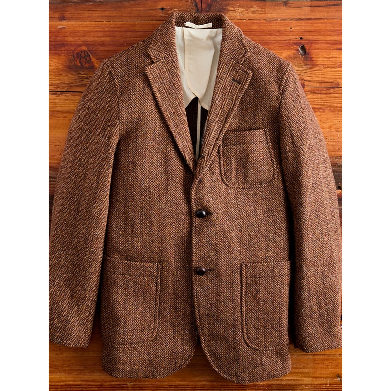 3B Comfort Harris Tweed Jacket in Lt Brown Herringbone