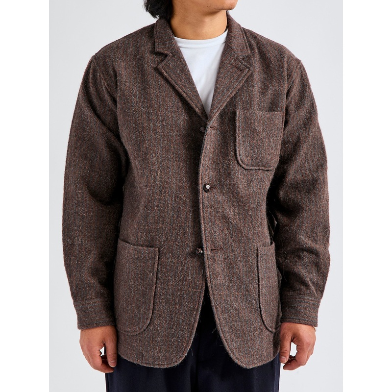 4B Cuffs Alpaca Tweed Jacket in Brown Stripe