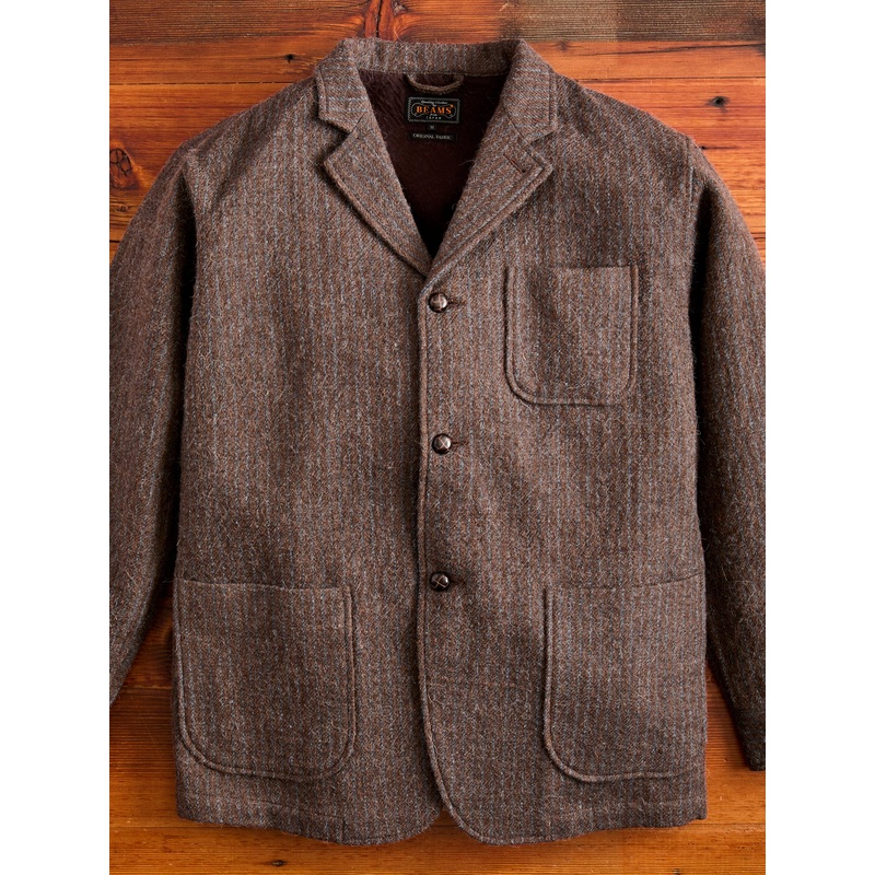 4B Cuffs Alpaca Tweed Jacket in Brown Stripe