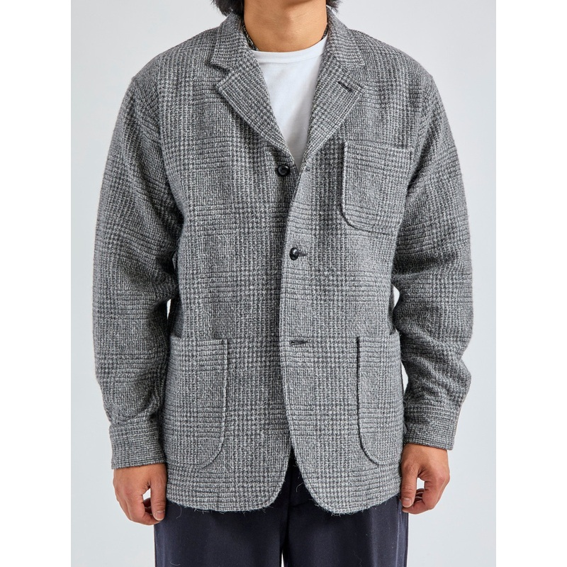 4B Cuffs Alpaca Tweed Jacket in Grey Glen Check