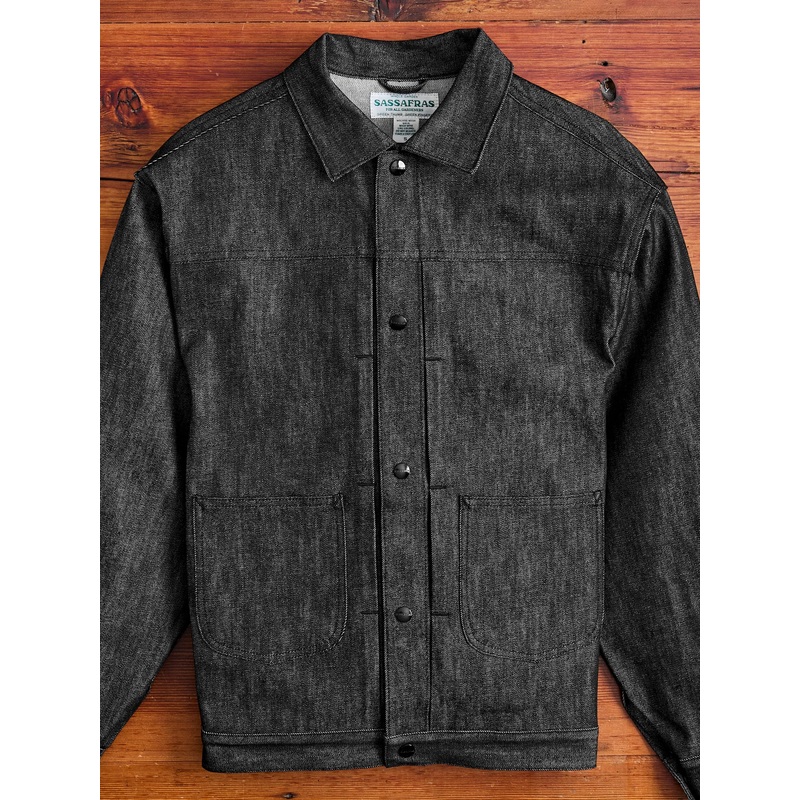 13oz Slub Denim Gardeners Jacket in Black