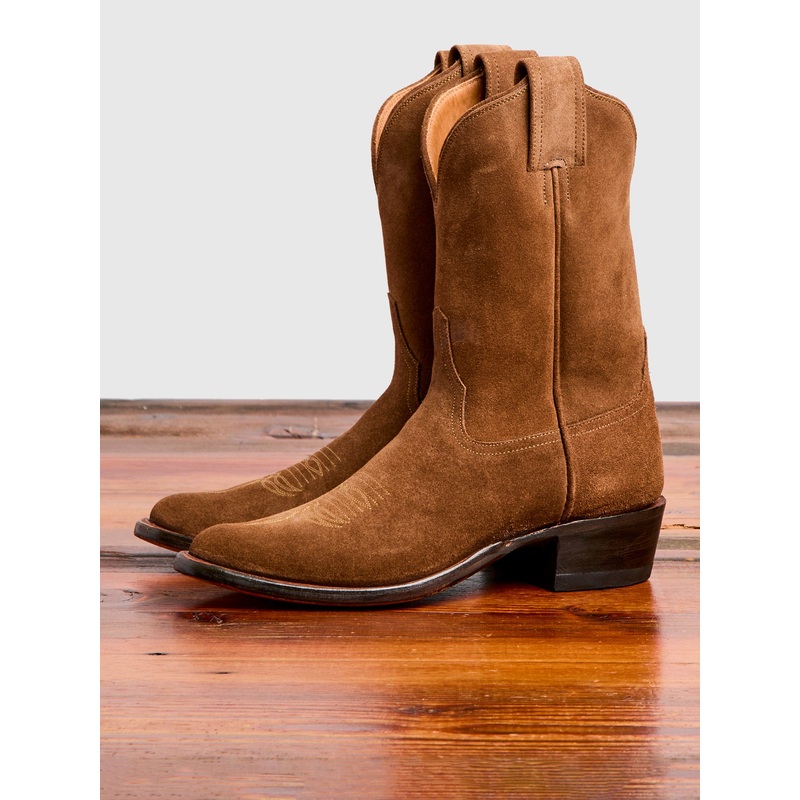 Plainview Suede Cowboy Boot in Brown Roughout