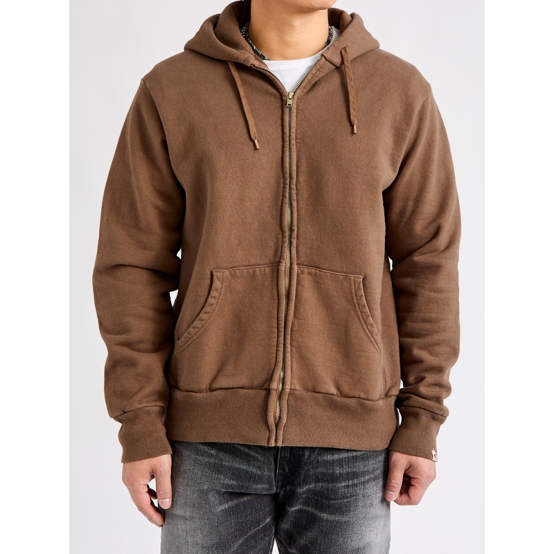 Tube Knit Zip Hoodie in Brown