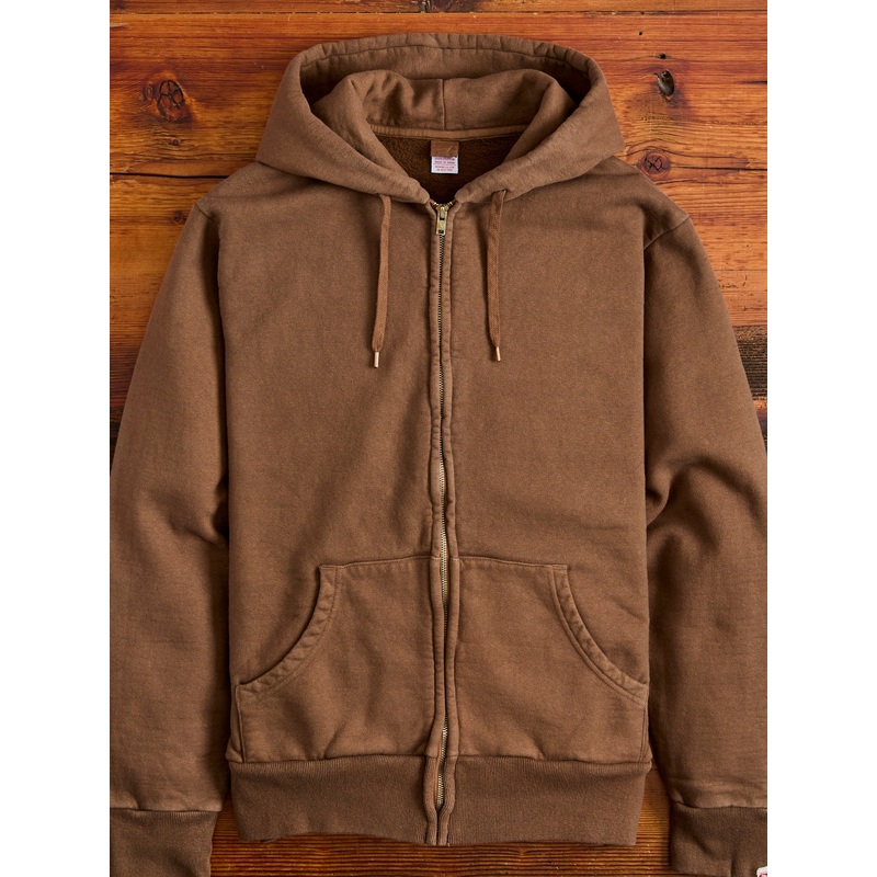 Tube Knit Zip Hoodie in Brown