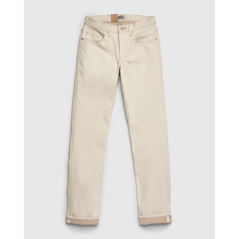 “All Natural Foxfibre” 13.6oz Ecru Selvedge Denim – Weird Guy Fit