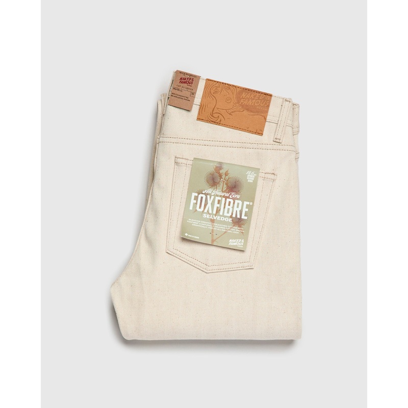 “All Natural Foxfibre” 13.6oz Ecru Selvedge Denim – Weird Guy Fit